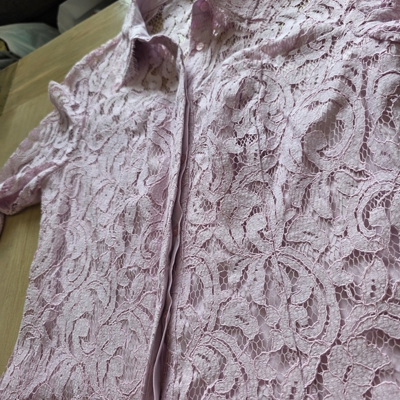 NWOT Nanette Lepore Lilac Lace Long Sleeve Shirt Dress – Size 10 - Picture 9 of 12